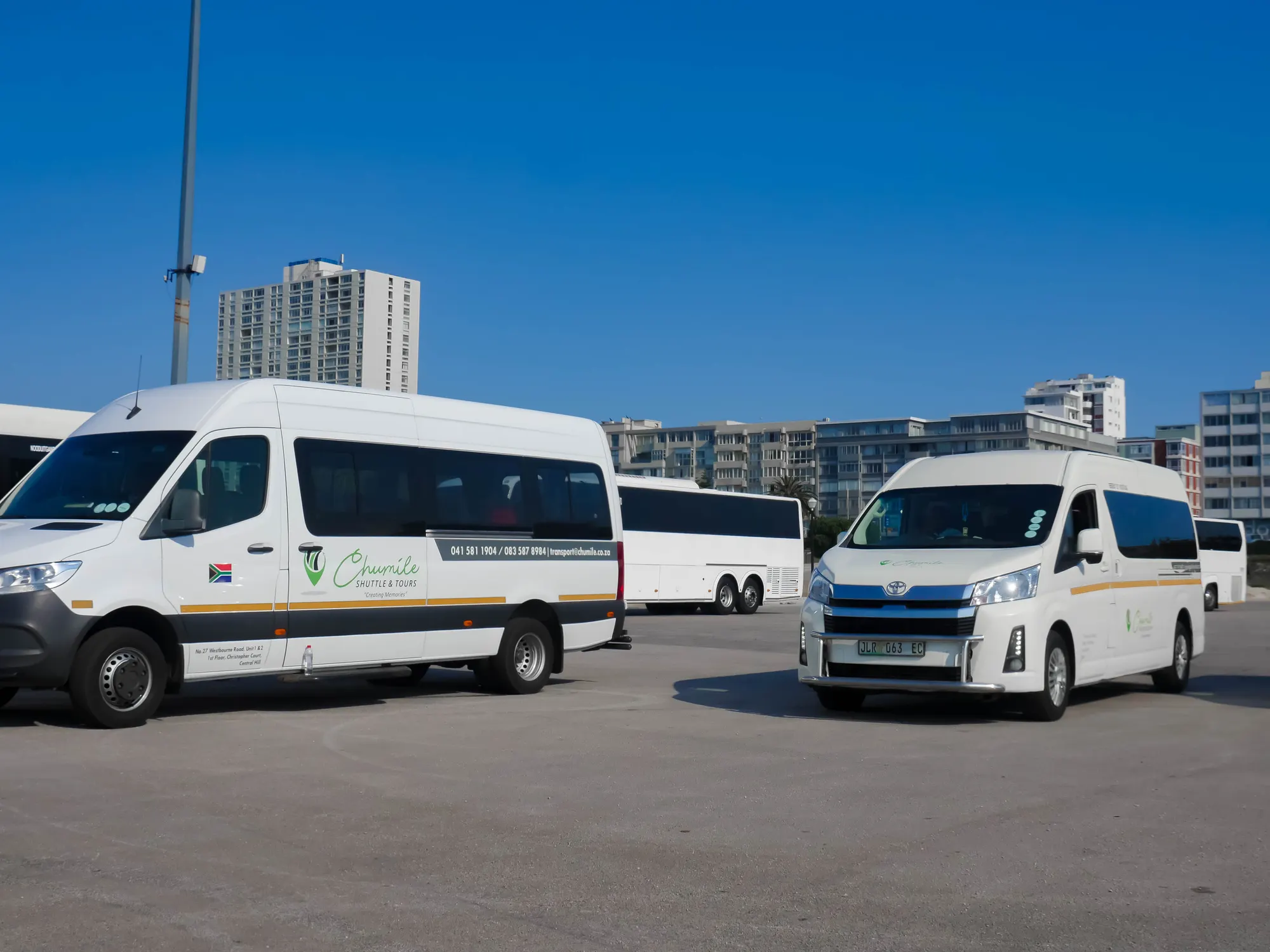 Branded Chumile Mercedes-Benz Sprinter and Toyota Quantum shuttles